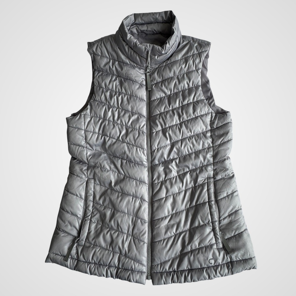 GapFit Puffer Activewear Sleeveless Jacket in Silver Light Grey Size Medium